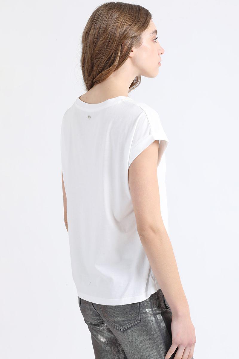 Polera Aplicación Tacha Y Texto, Crudo Liola-3