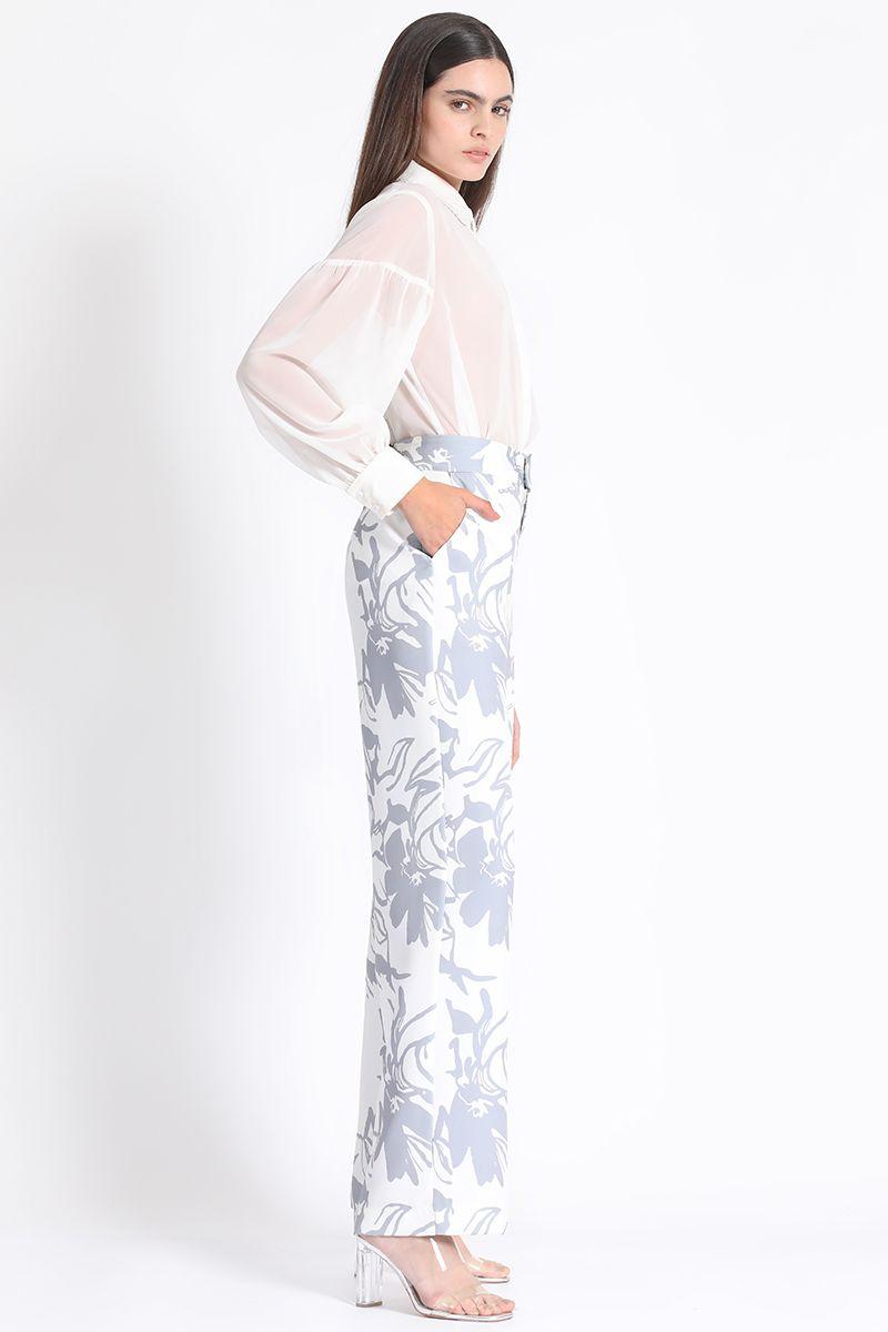 Pantalon Estampado Flores Blanco Liola-2