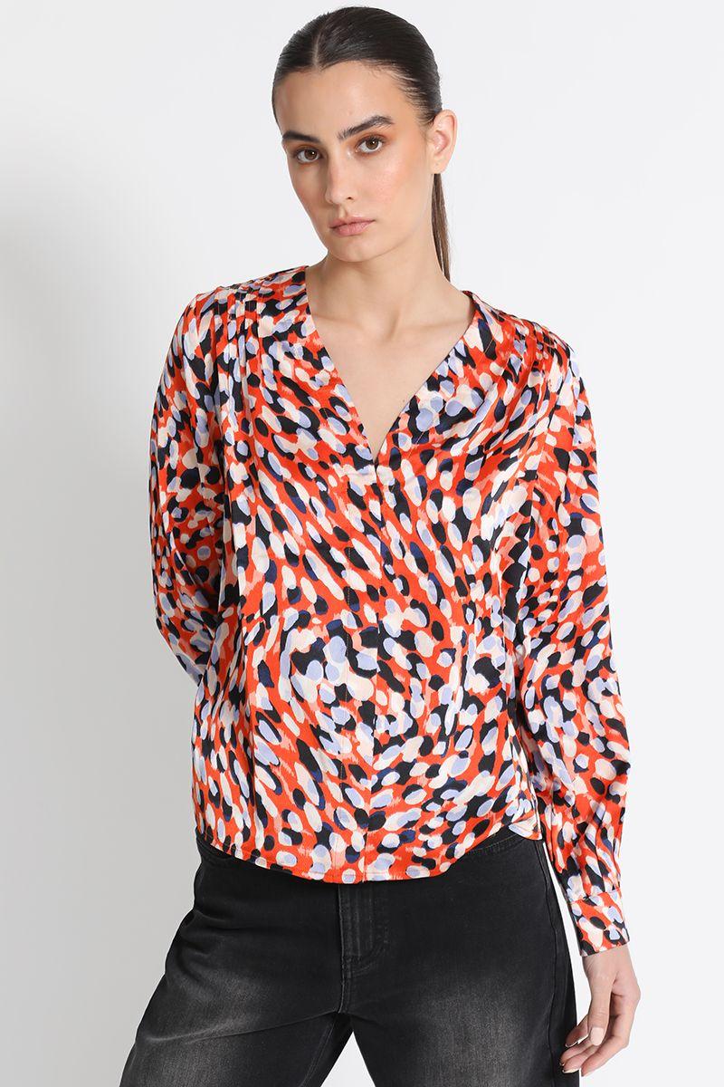 Blusa Camisera Estampado Naranjo Liola-0