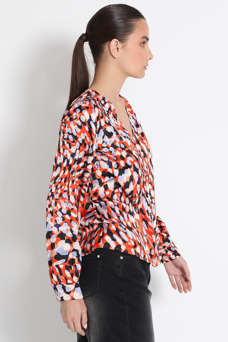 Blusa Camisera Estampado Naranjo Liola-1