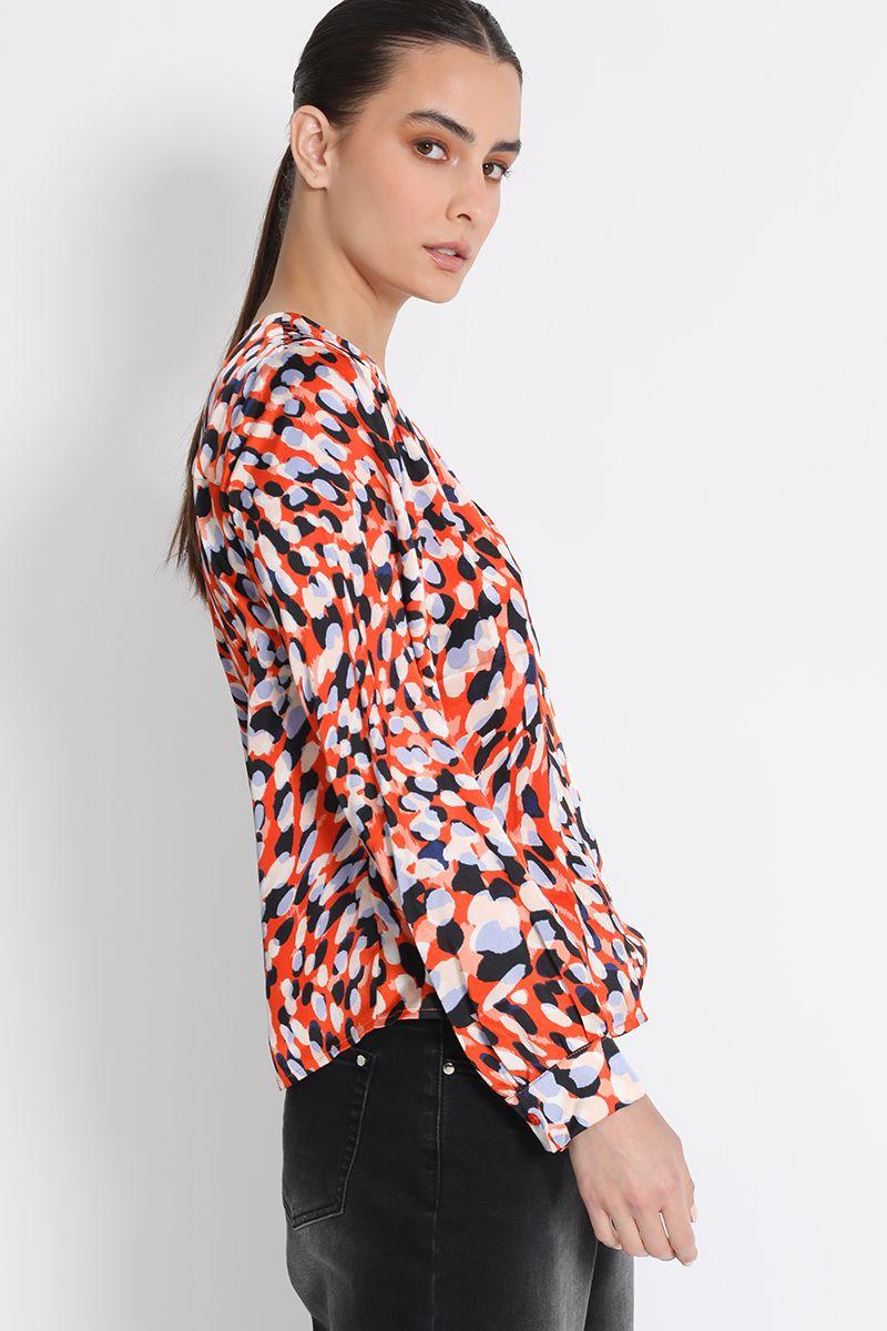 Blusa Camisera Estampado Naranjo Liola-2