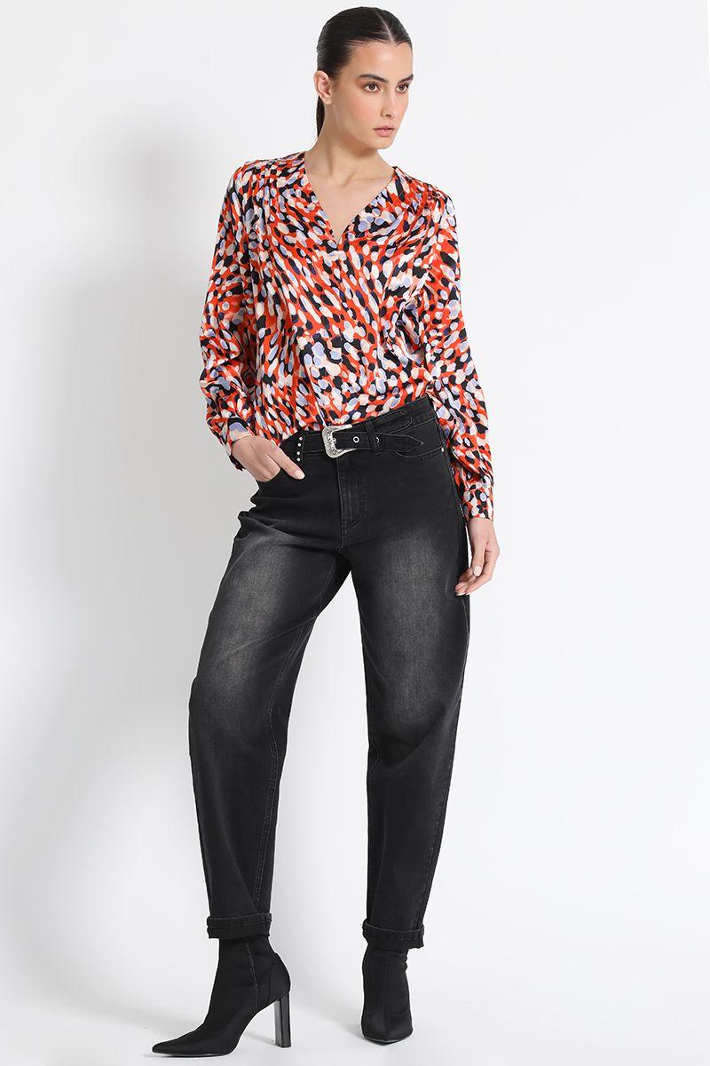 Blusa Camisera Estampado Naranjo Liola-4