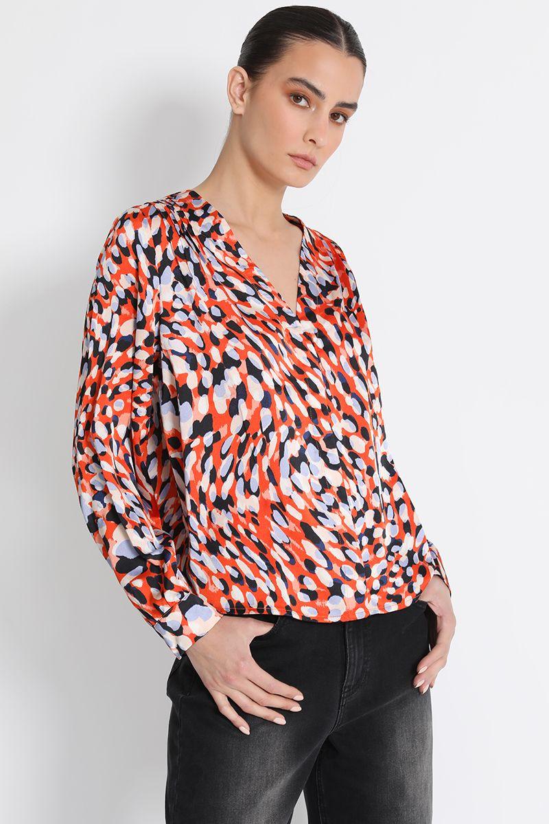 Blusa Camisera Estampado Naranjo Liola-5