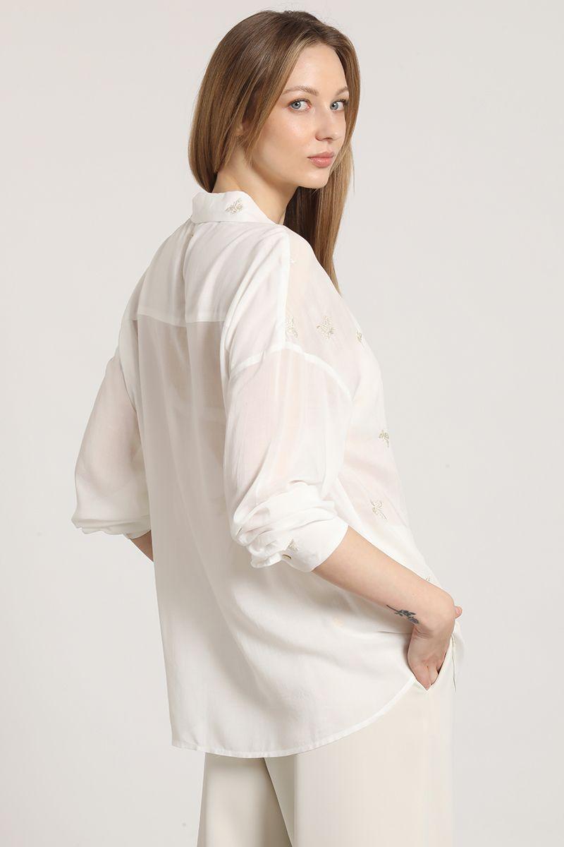 Blusa voile con bordados Liola mujer crudo-3