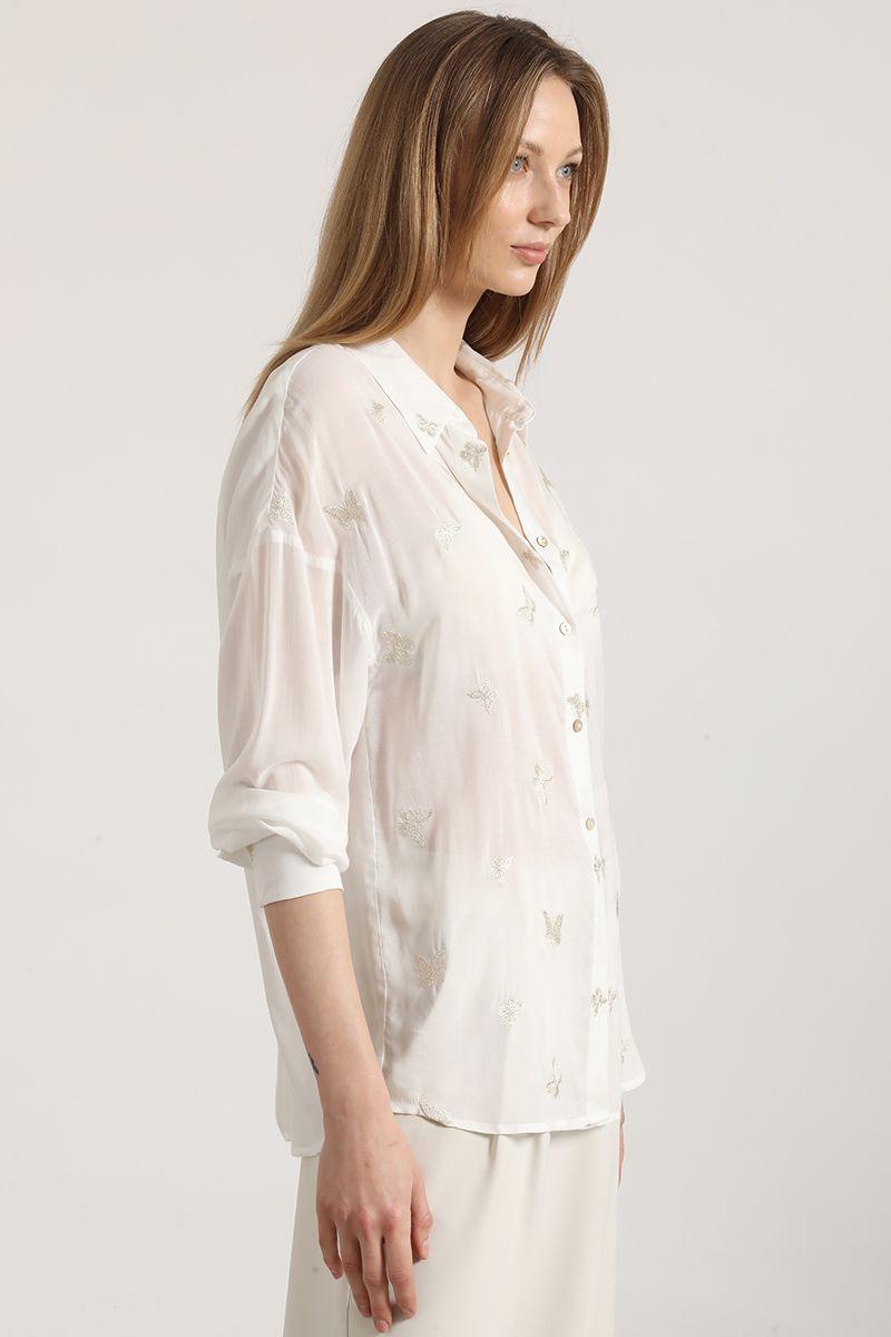 Blusa voile con bordados Liola mujer crudo-5