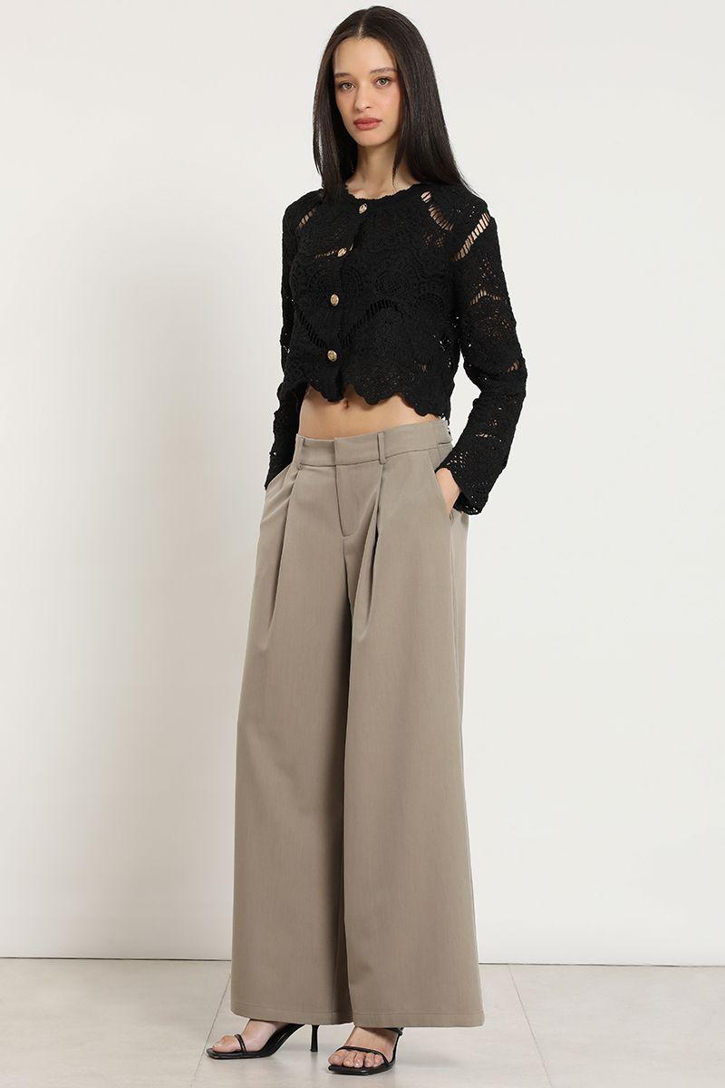 Cardigan punto, macrame fantasia, negro Liola-2