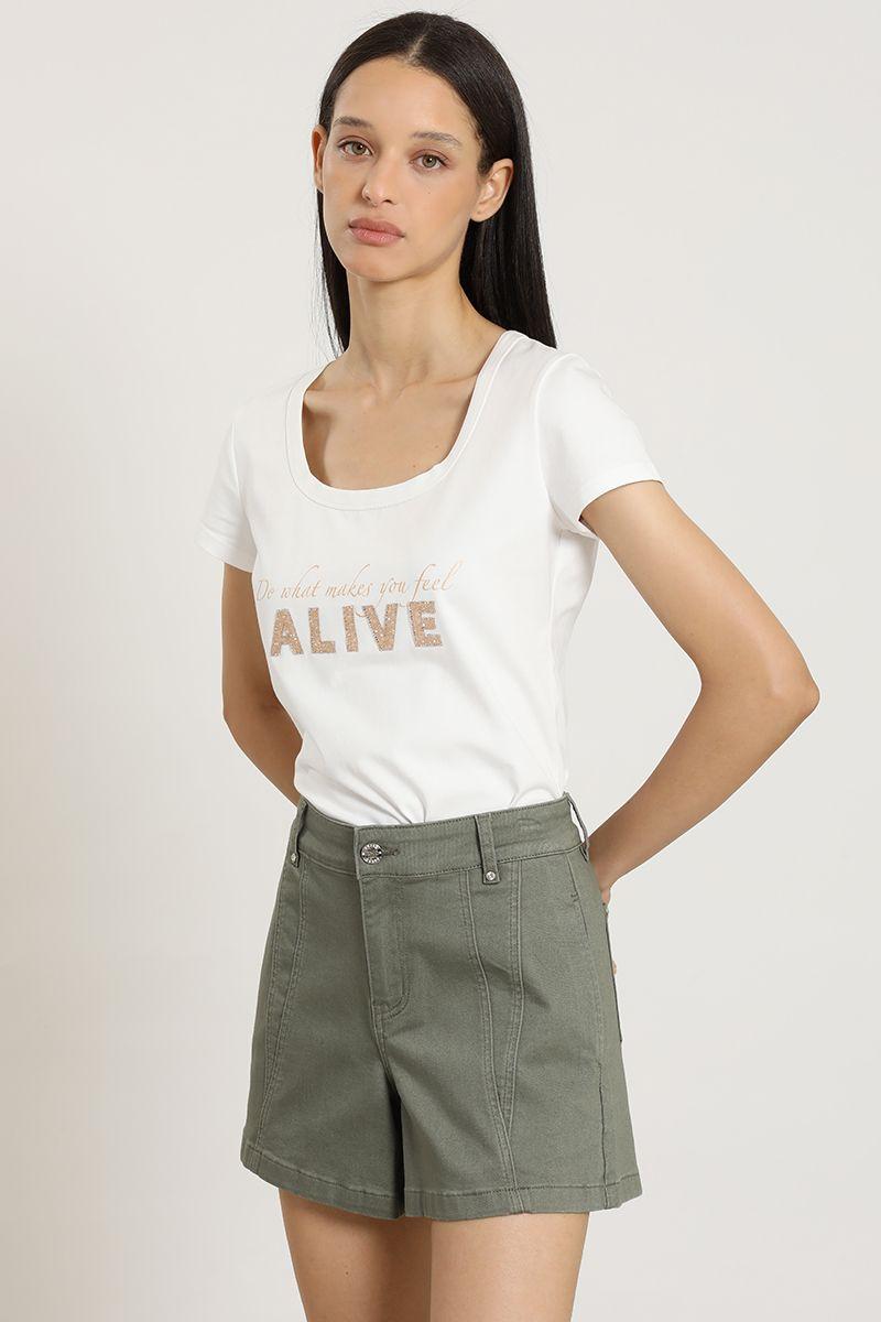 Short jeans color, militar Liola-3