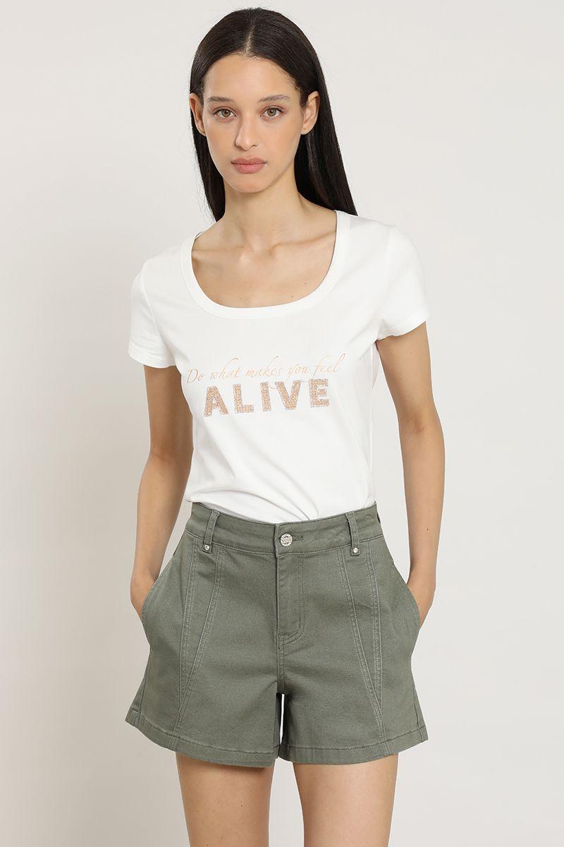 Short jeans color, militar Liola-4