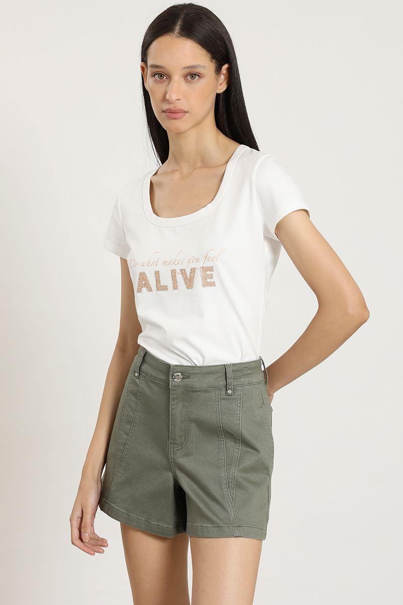 Short jeans color, militar Liola-5