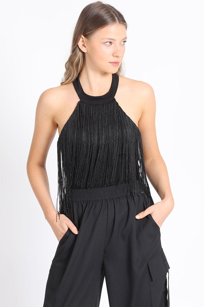 Top Halter Flecos Negro Liola-0