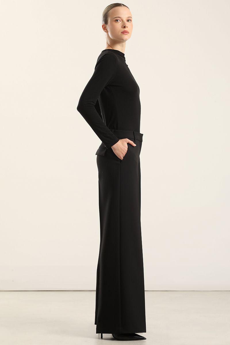 Pantalón ancho, tiro alto, negro Liola-4