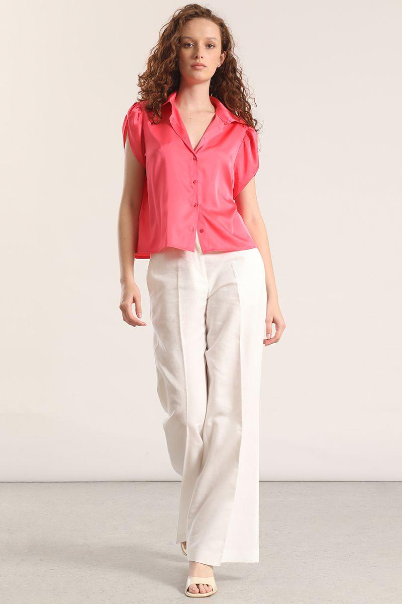 Blusa satin liola mujer coral-1