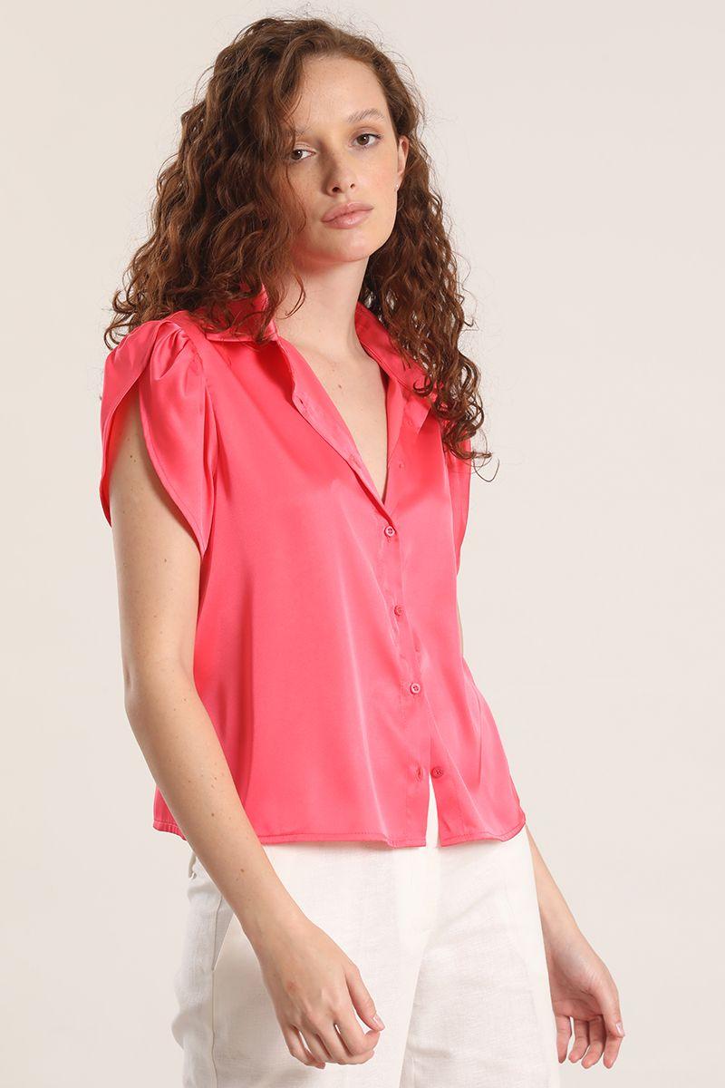 Blusa satin liola mujer coral-5