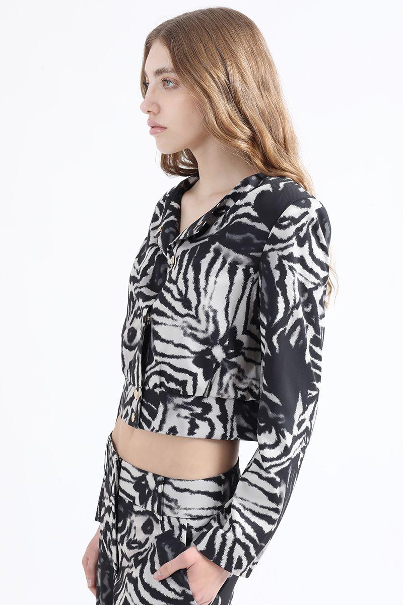 Chaqueta Bomber Estampado Animal, Negro Liola-4