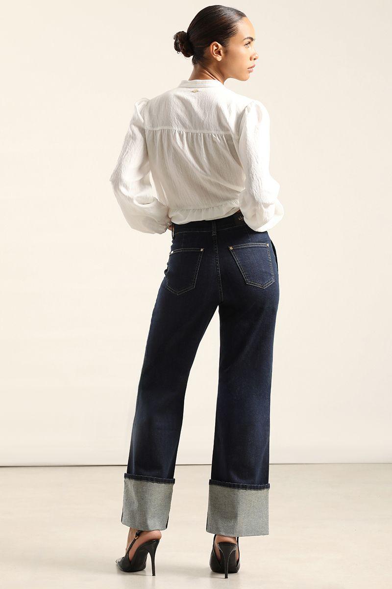 Jeans Straight, Tiro Alto, Indigo Liola-5