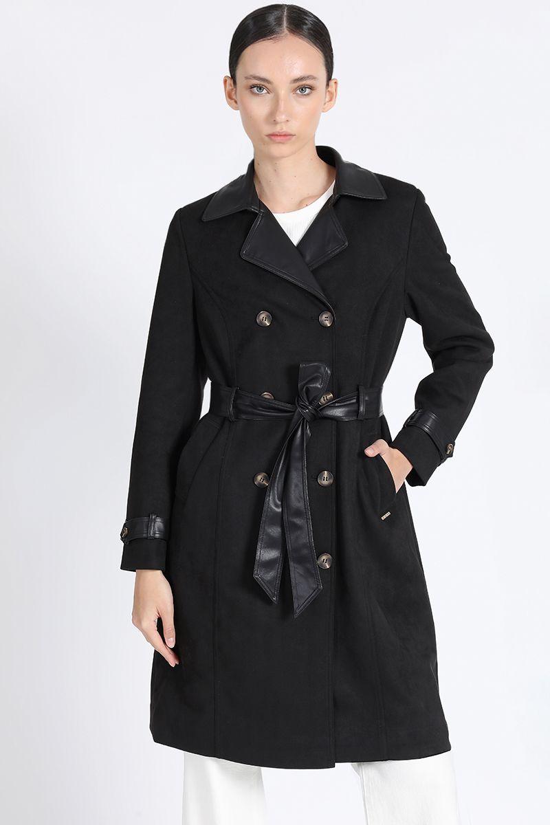 Trench Efecto Gamuza, Negro Liola-0