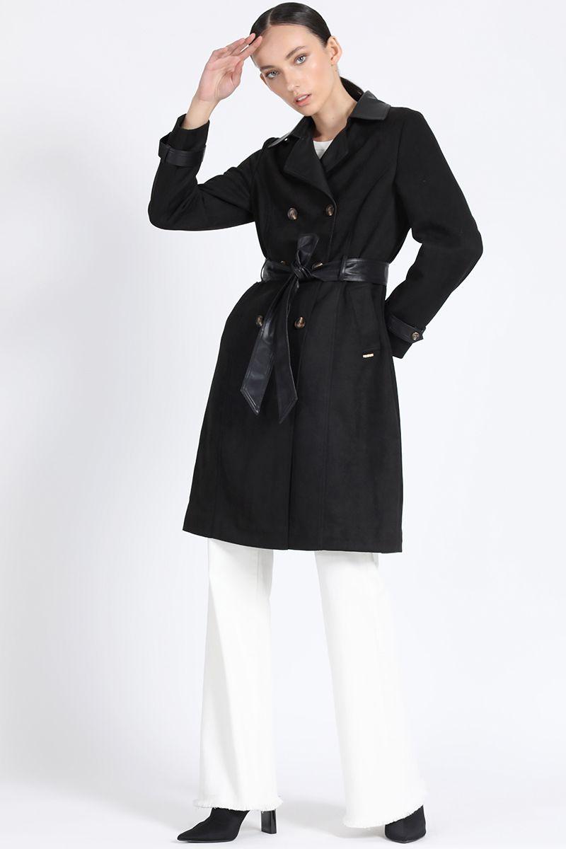 Trench Efecto Gamuza, Negro Liola-1