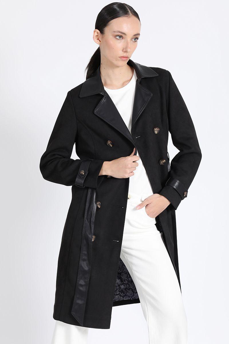 Trench Efecto Gamuza, Negro Liola-2