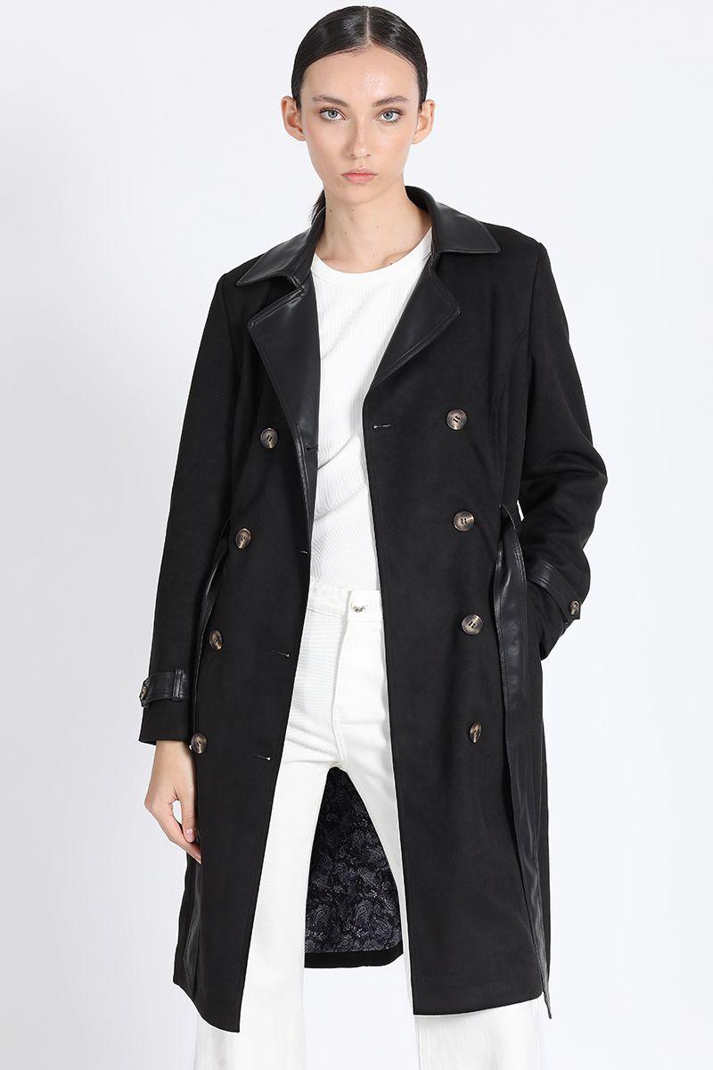 Trench Efecto Gamuza, Negro Liola-4