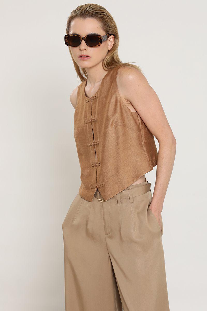 Top semi satinado, camel Liola-2