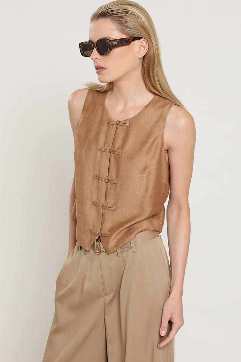 Top semi satinado, camel Liola-5