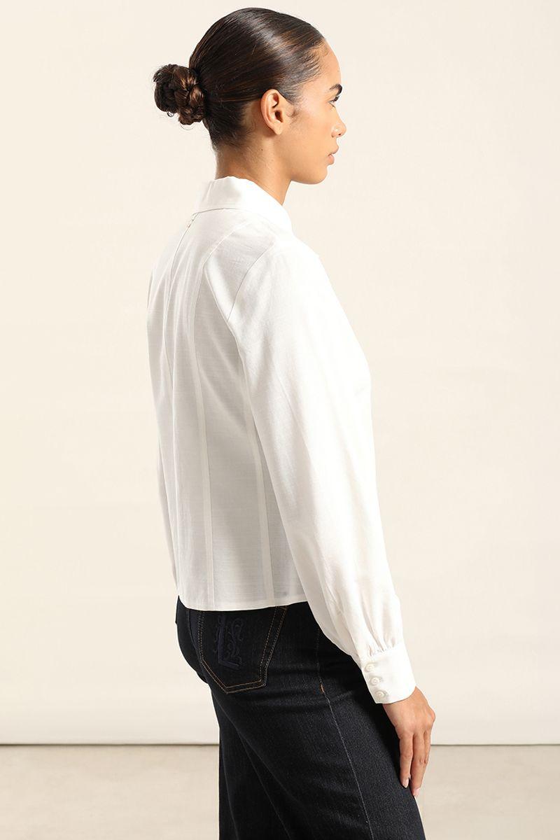 Blusa Entallada, Boton Fantasia, Crudo Liola-6