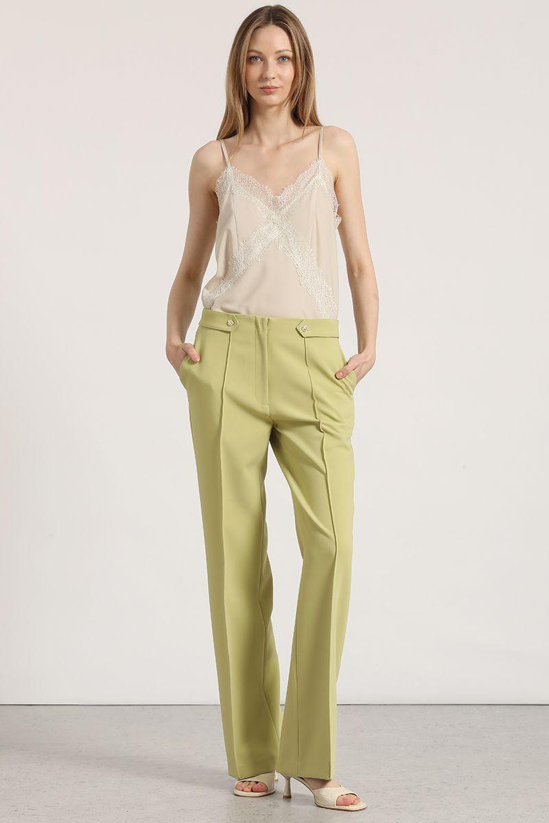 Pantalón recto aplicación Liola mujer pistacho-0