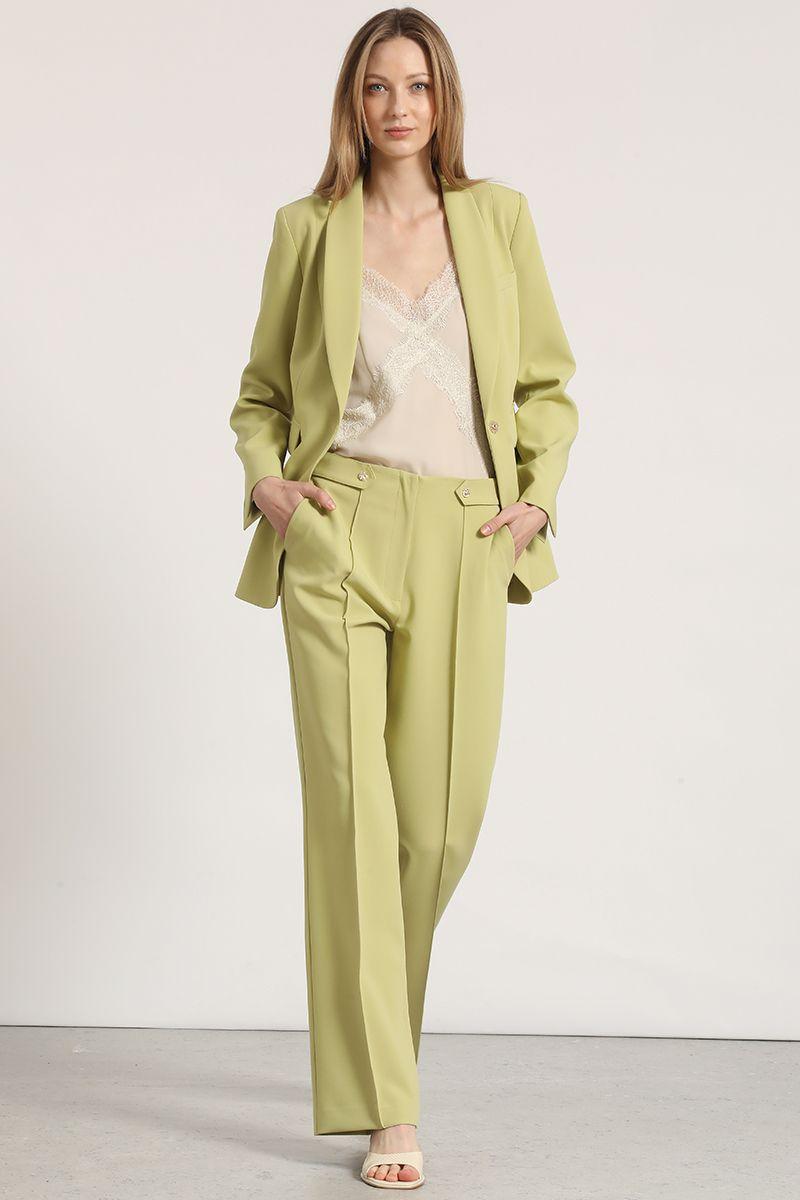 Pantalón recto aplicación Liola mujer pistacho-1