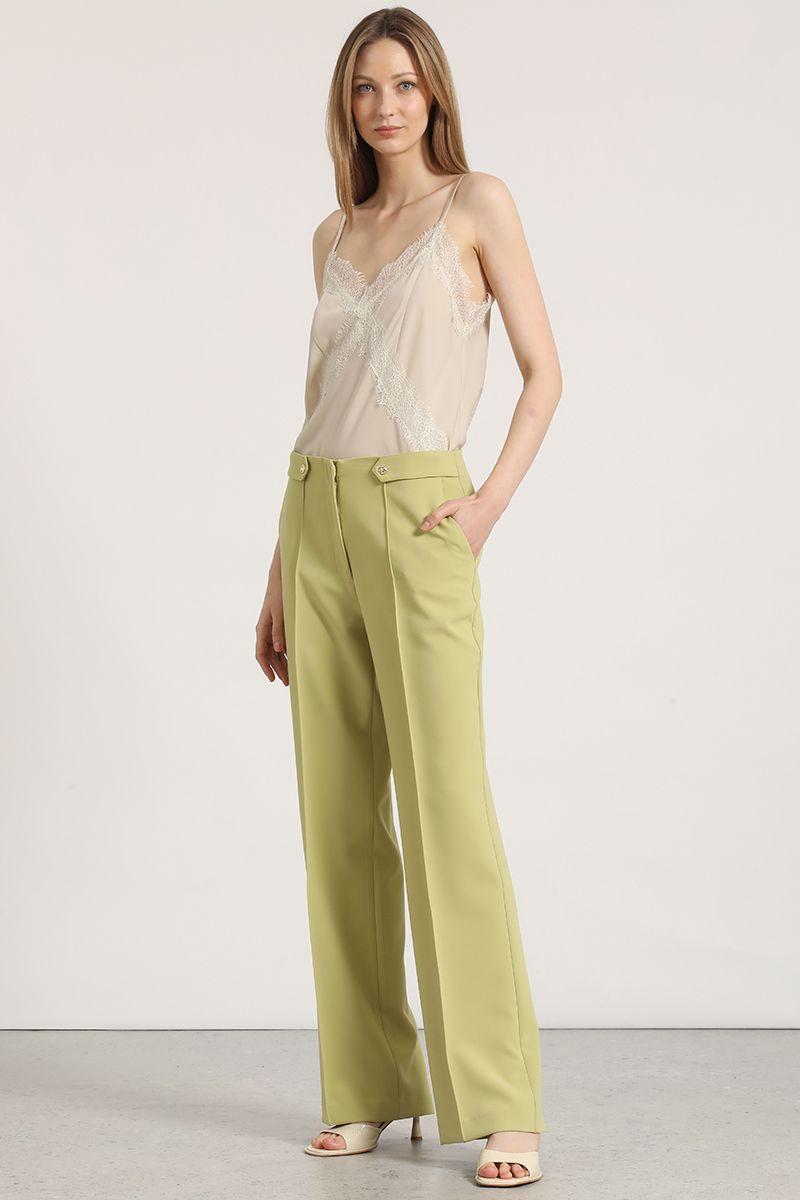 Pantalón recto aplicación Liola mujer pistacho-2