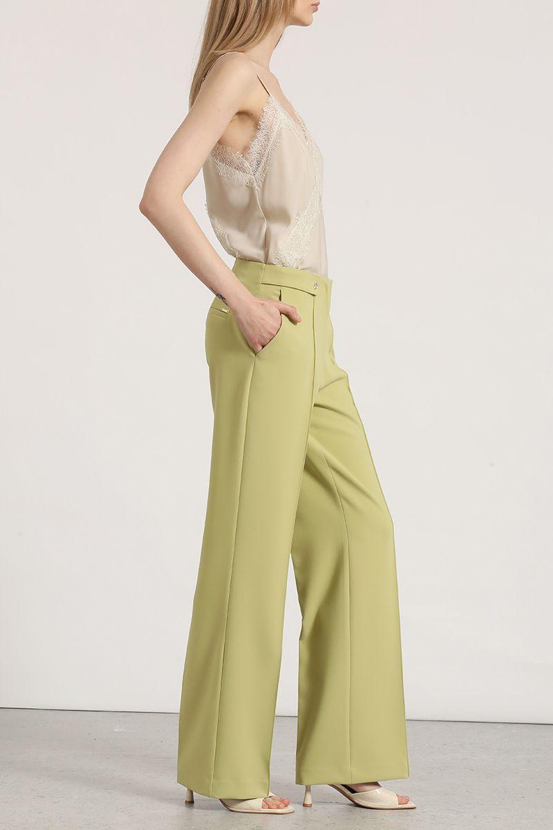 Pantalón recto aplicación Liola mujer pistacho-3