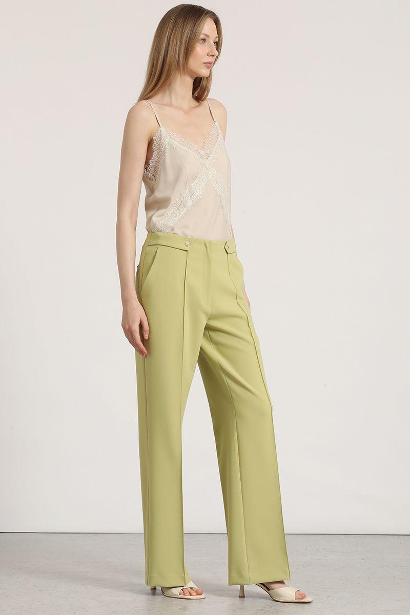 Pantalón recto aplicación Liola mujer pistacho-5