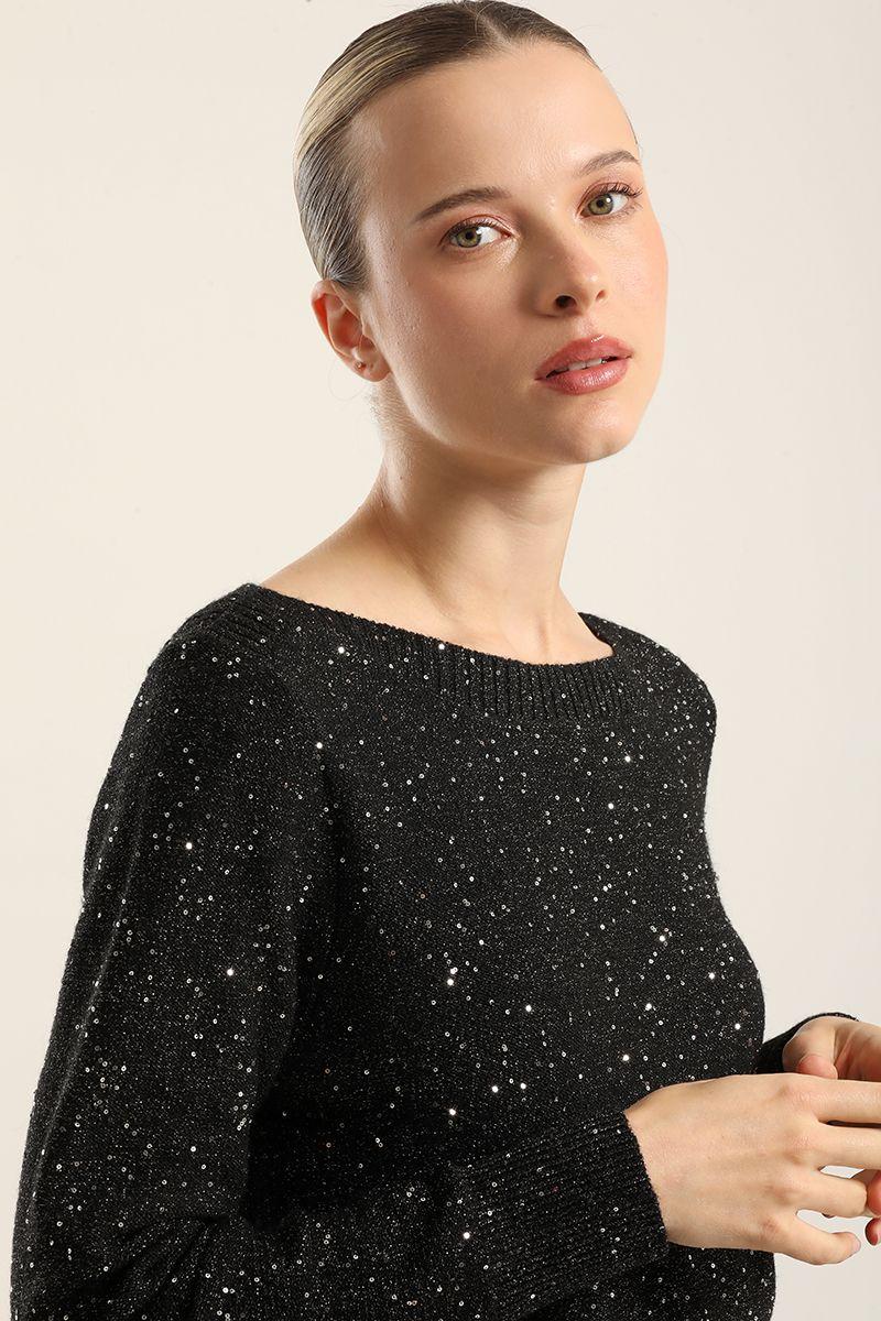 Jersey Punto Microlentejuelas, Negro Liola-2