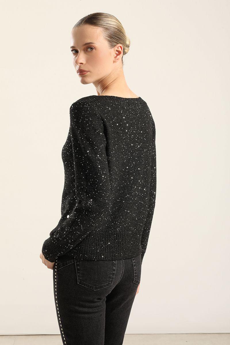 Jersey Punto Microlentejuelas, Negro Liola-3