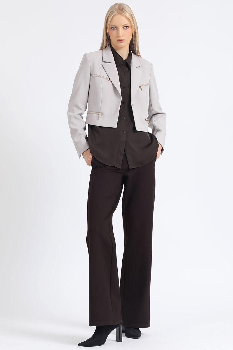 Blazer Crop Cierres Fantasia, Gris Liola-1
