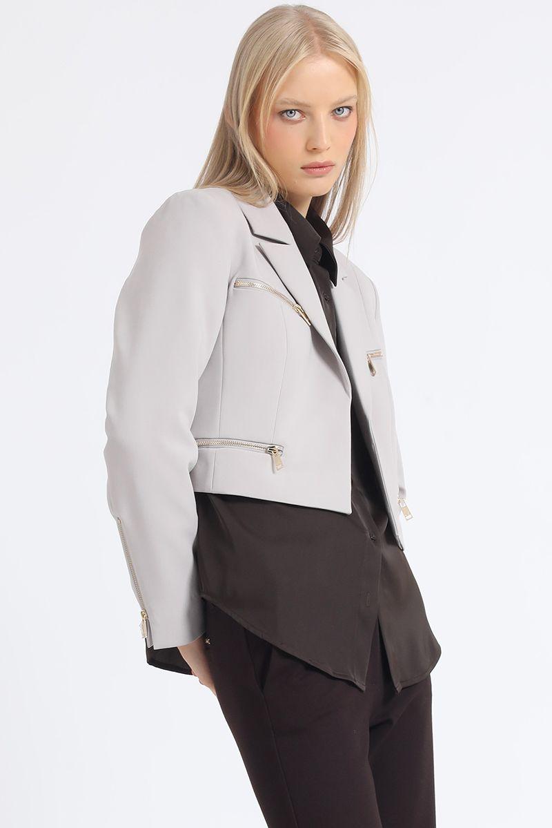 Blazer Crop Cierres Fantasia, Gris Liola-4