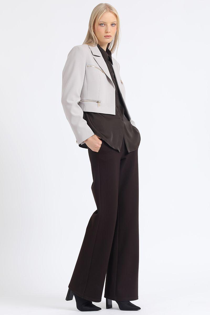 Blazer Crop Cierres Fantasia, Gris Liola-5