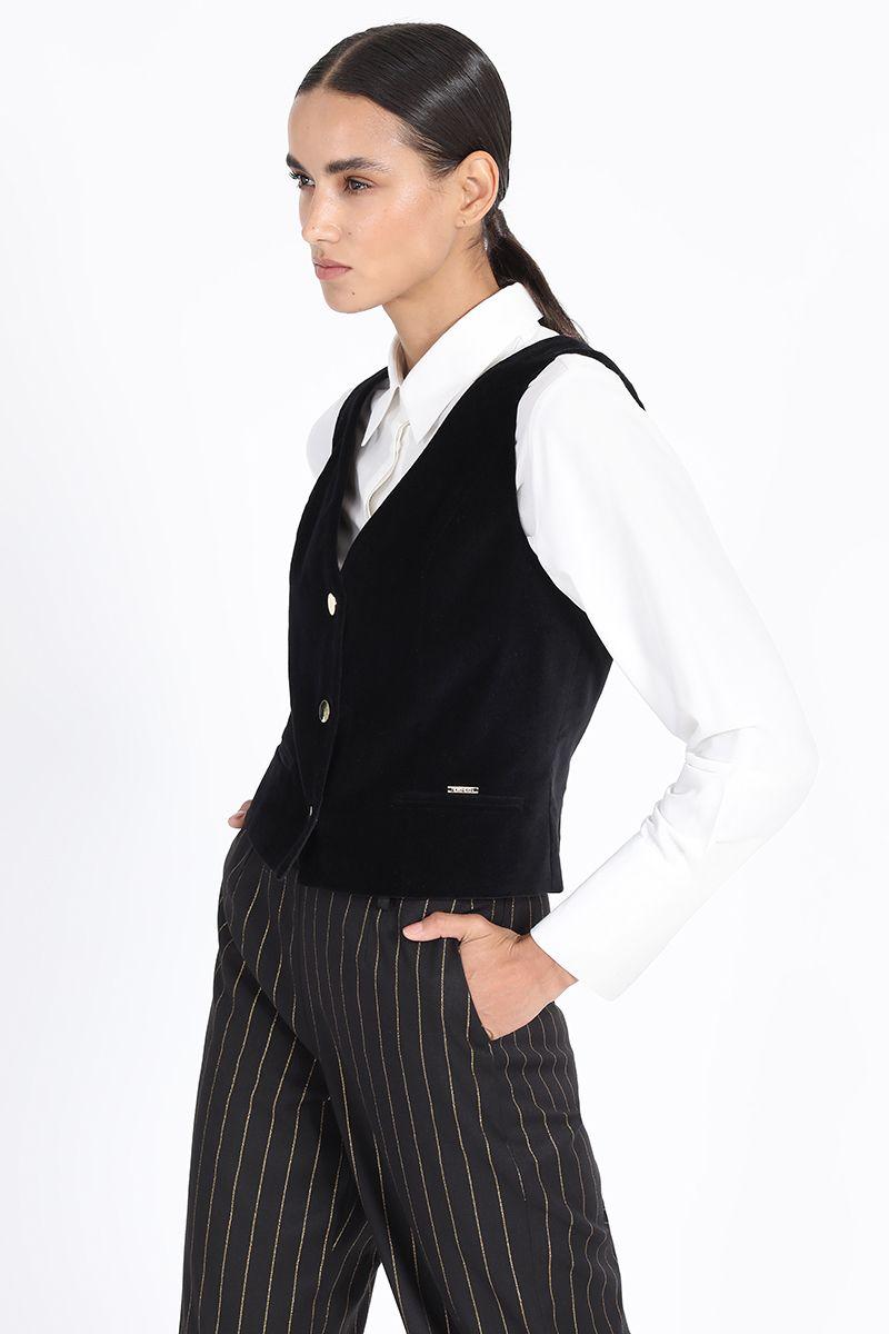 Chaleco Sastre Terciopelo Negro Liola-2