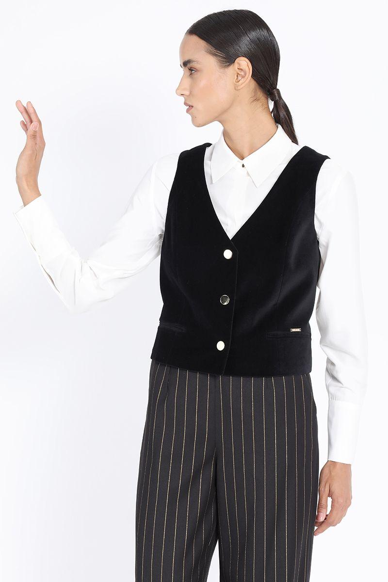 Chaleco Sastre Terciopelo Negro Liola-3
