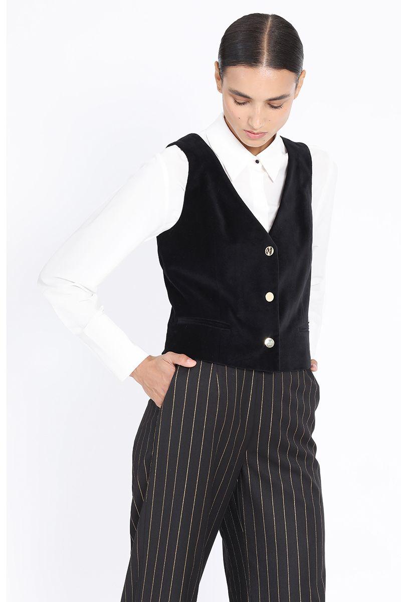 Chaleco Sastre Terciopelo Negro Liola-4