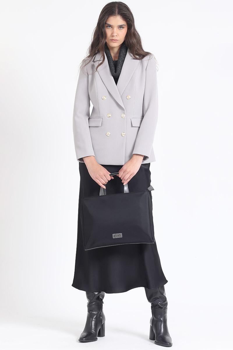 Bolso Laptop, Tela Efecto Cuero Contratono, Negro Liola-4