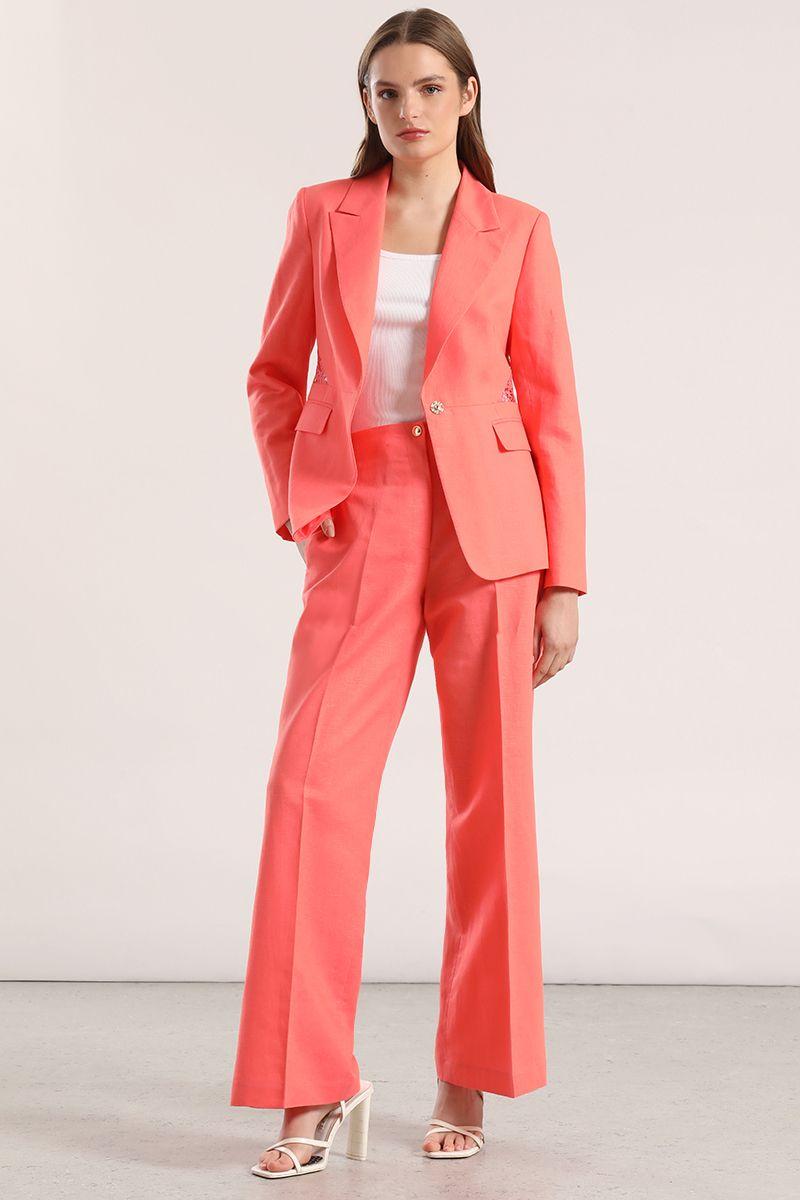 Blazer con encaje lino Liola mujer coral-0