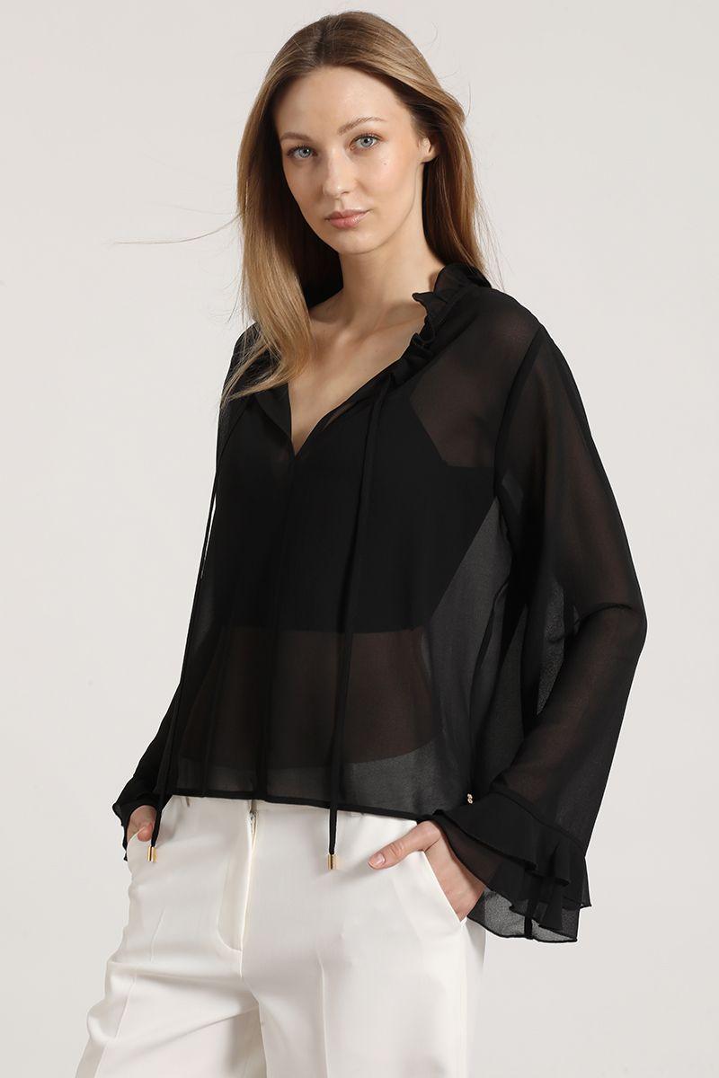 Blusa con volantes liola mujer negro-0