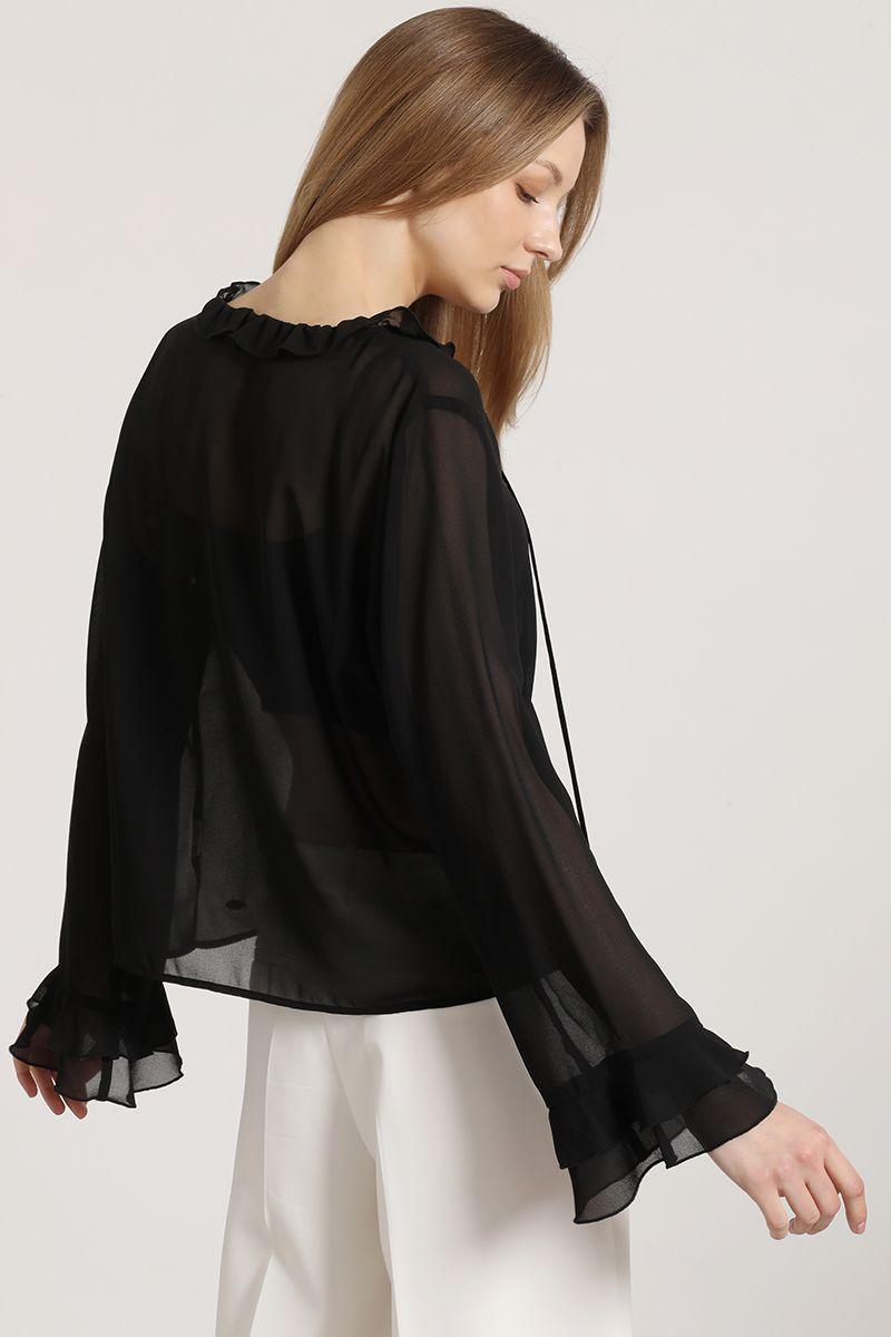 Blusa con volantes liola mujer negro-3