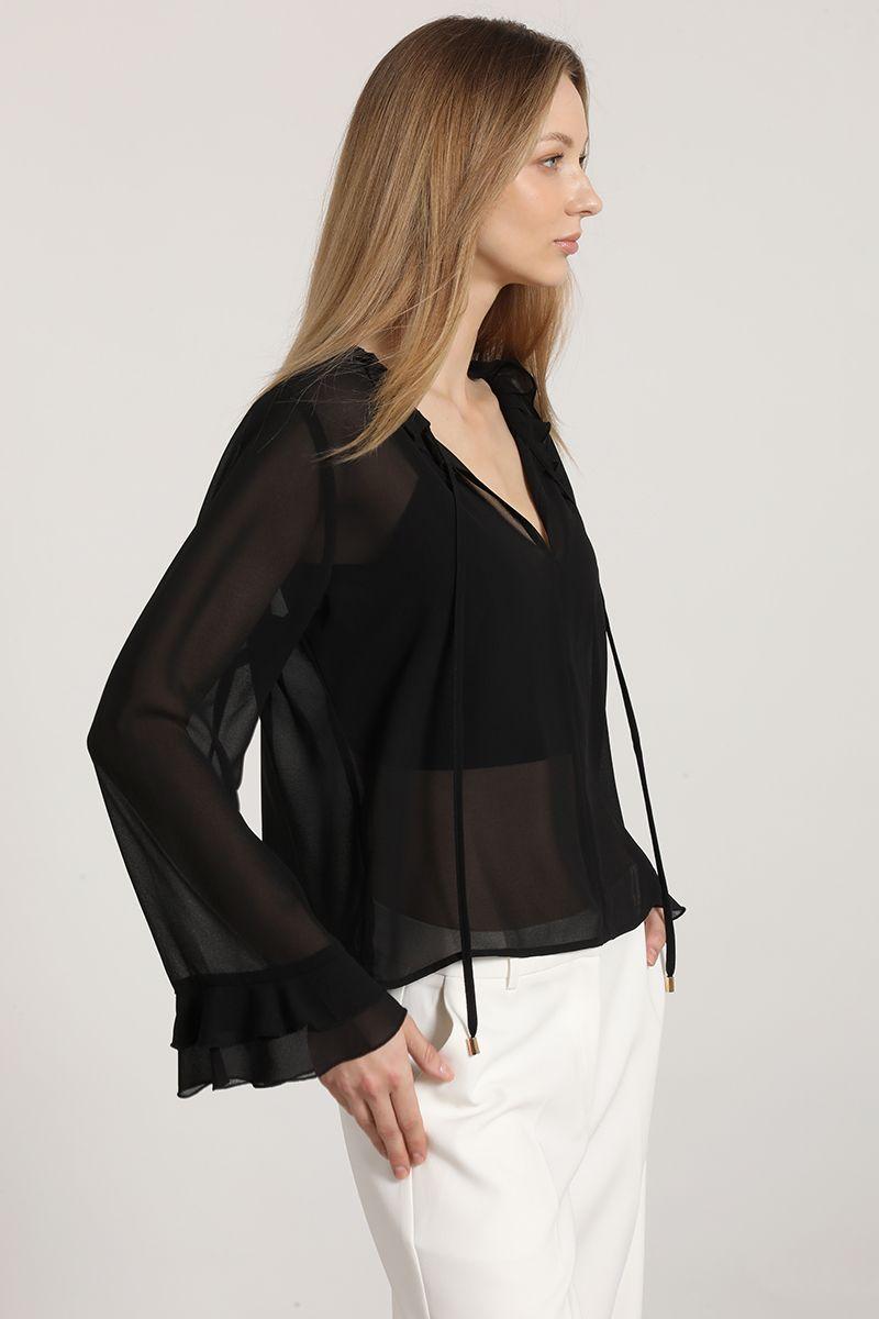 Blusa con volantes liola mujer negro-4