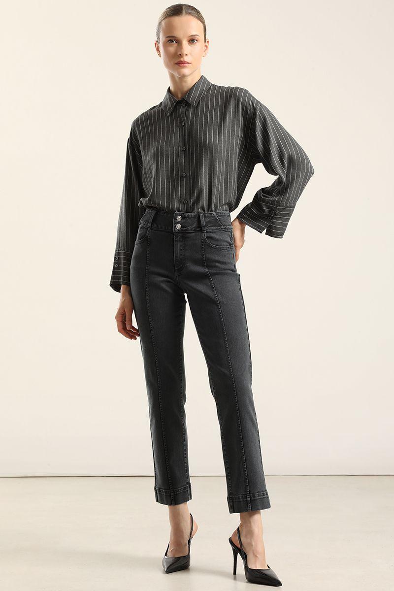 Jeans Slim, Tiro Medio, Azul Liola-0