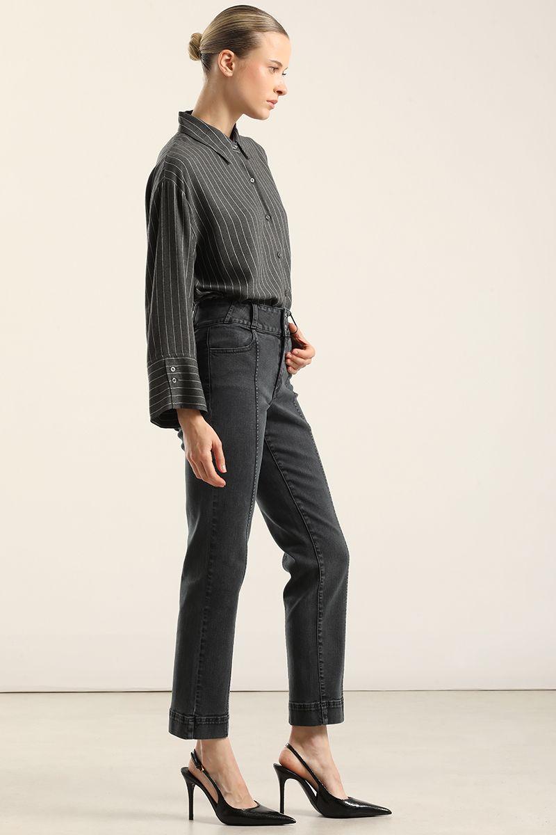 Jeans Slim, Tiro Medio, Azul Liola-1