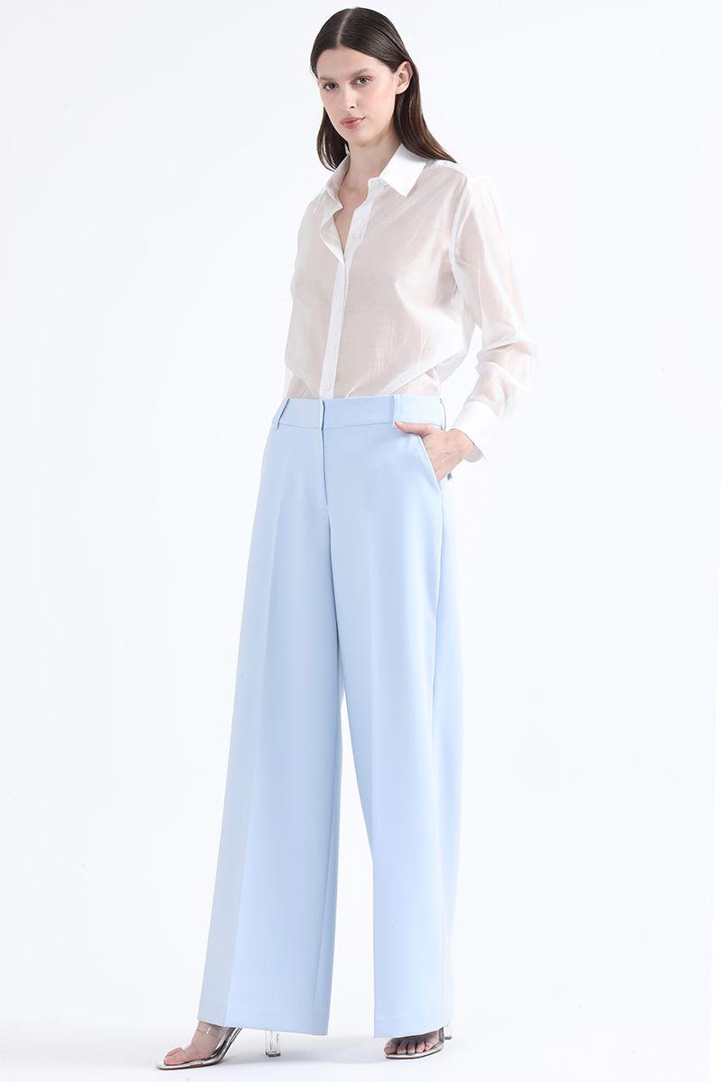 Pantalon Recto Tiro Alto, Celeste Liola-2