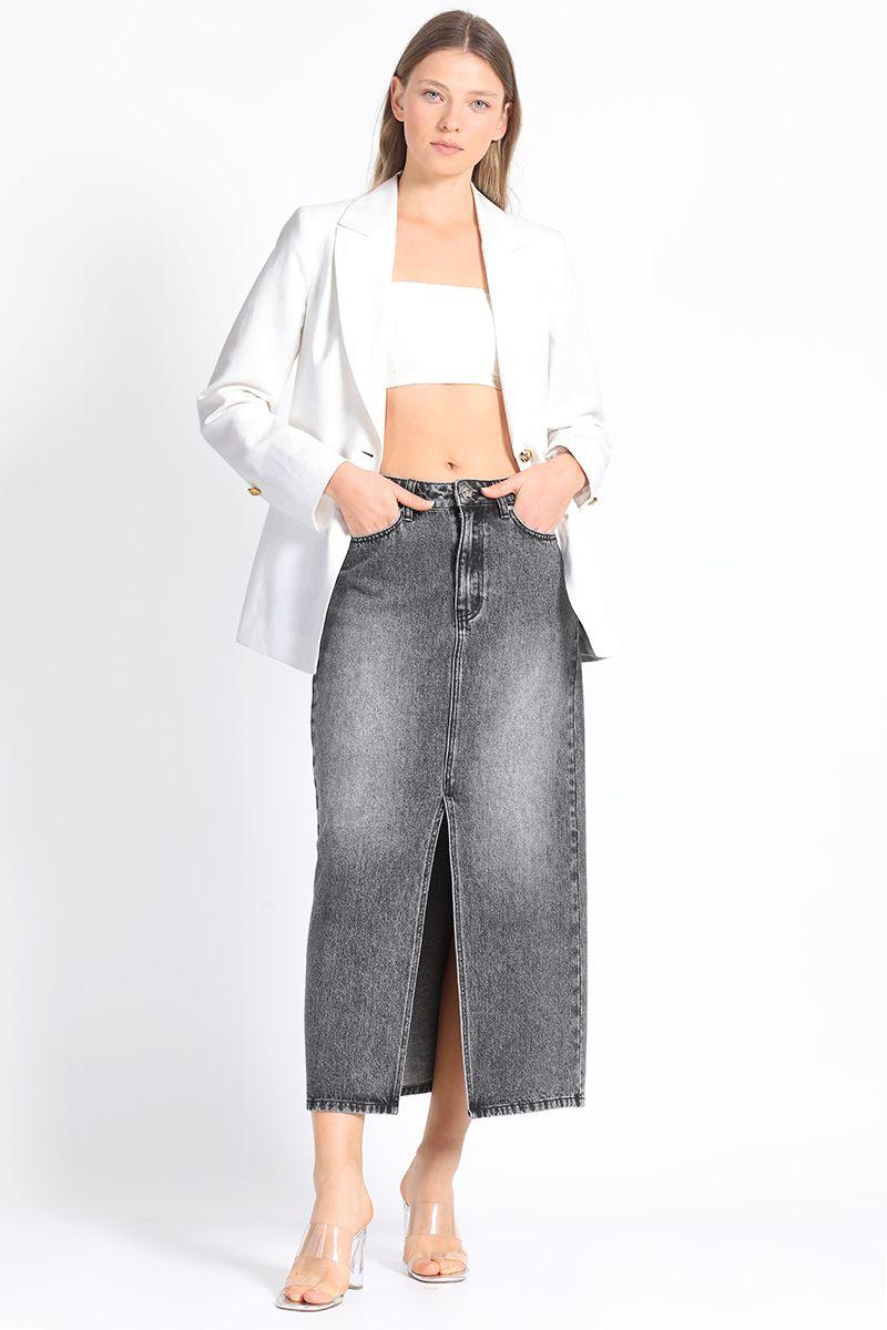 Falda Midi Denim Negro Liola-3