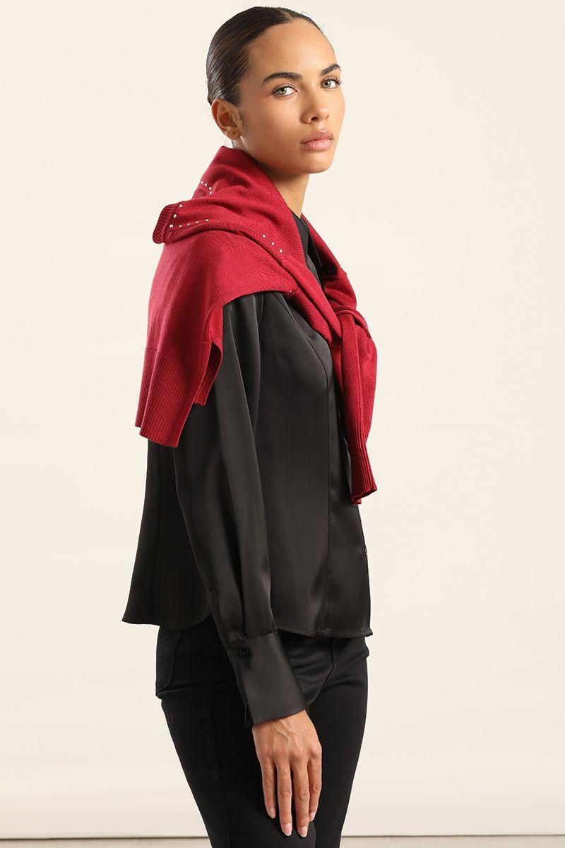 Blusa Entallada, Satin Negro Liola-3