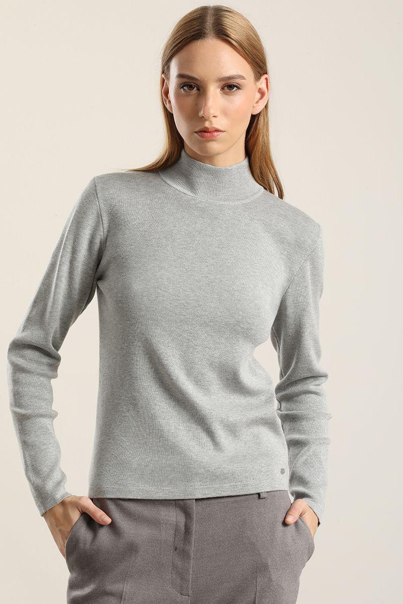 Jersey punto, rivete metalizado, gris Liola-0